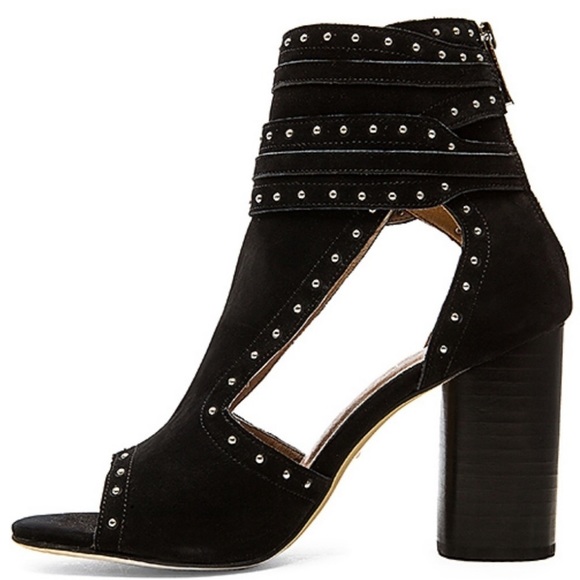RAYE x Revolve | Matty Black Suede Studded Cuff Peep toe heel women’s 7.5 - Picture 2 of 11